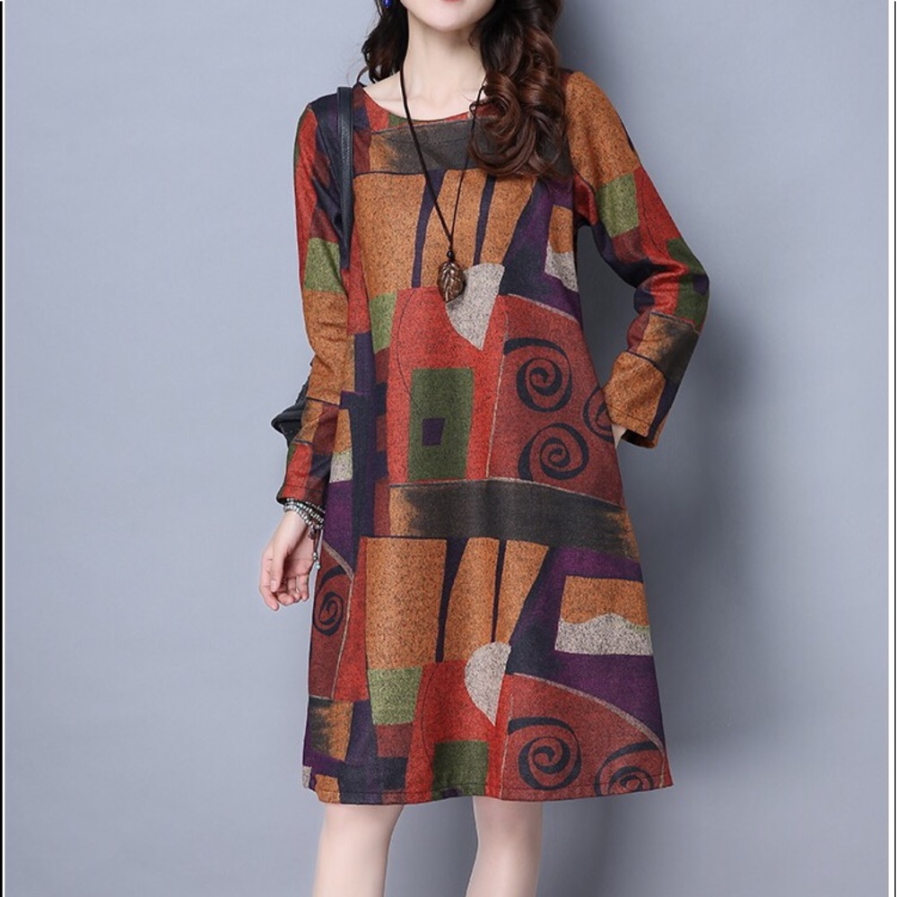 Color block Long sweater dress